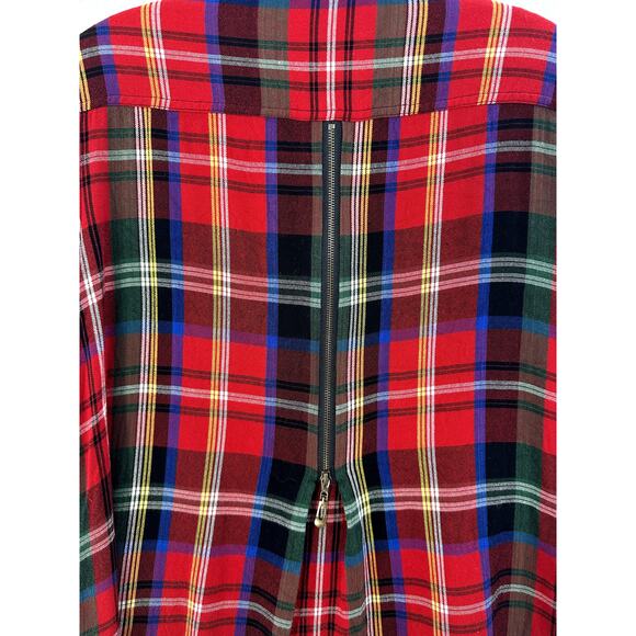 John Mark Size Small Top Shirt Plaid Button Down Frayed Hem Roll Tab Sleeve - Picture 13 of 13